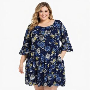 Chris McLaughlin Floral Dress Plus 24W Size Floral Fit & Flare